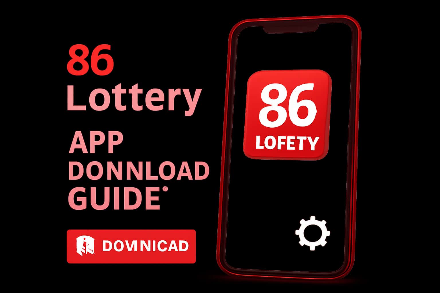 An informational scene depicting the steps to download the 86 Lottery app.