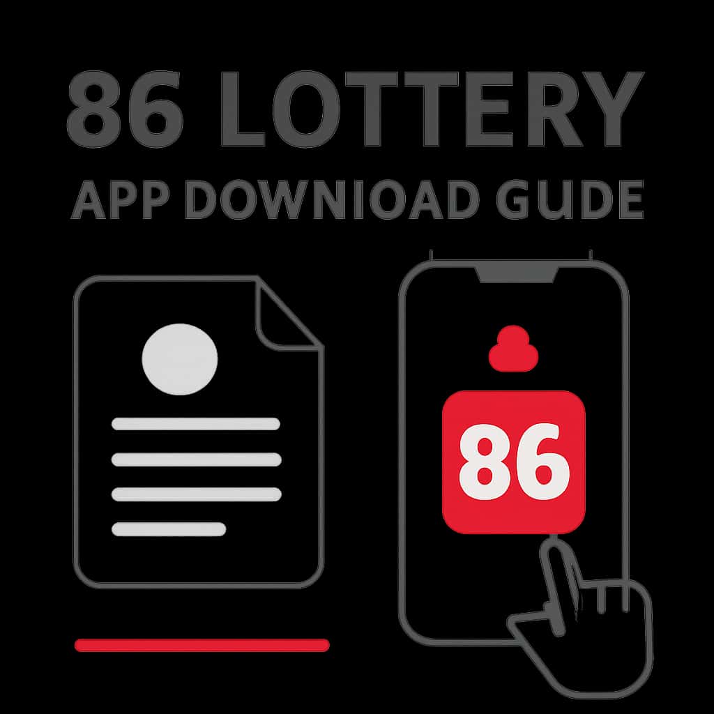 An educational diagram illustrating the 86 Lottery app features.