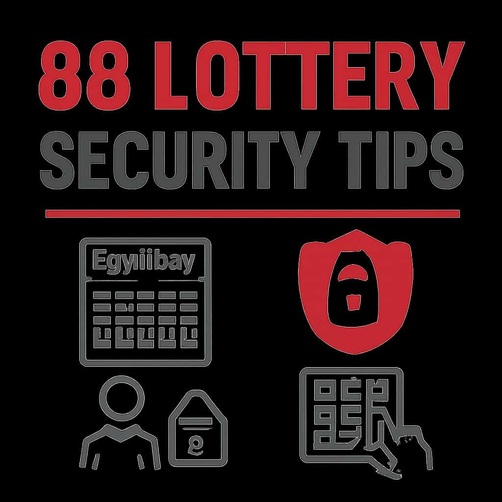 An educational diagram illustrating 86 Lottery Security Tips.