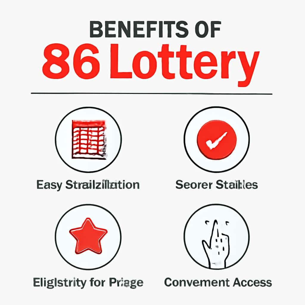 An educational diagram summarizing the benefits of registering for the 86 Lottery.