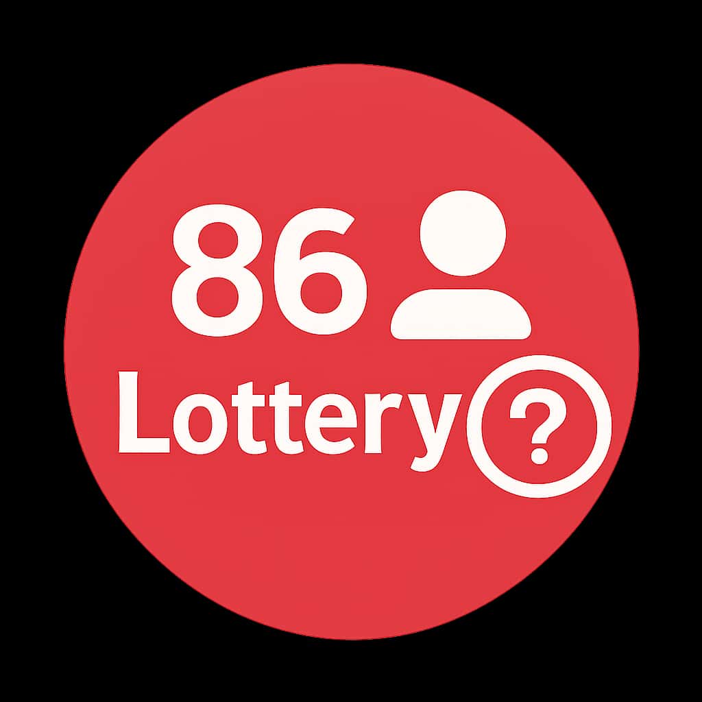 A simple badge showcasing the benefits of 86 Lottery Registration.