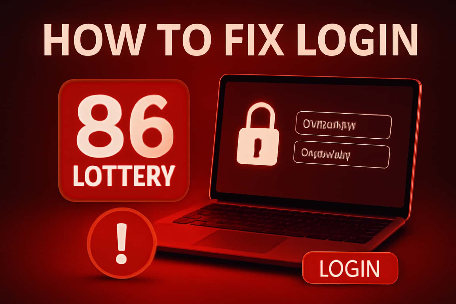 An informative graphic depicting login troubleshooting steps for the 86 Lottery.