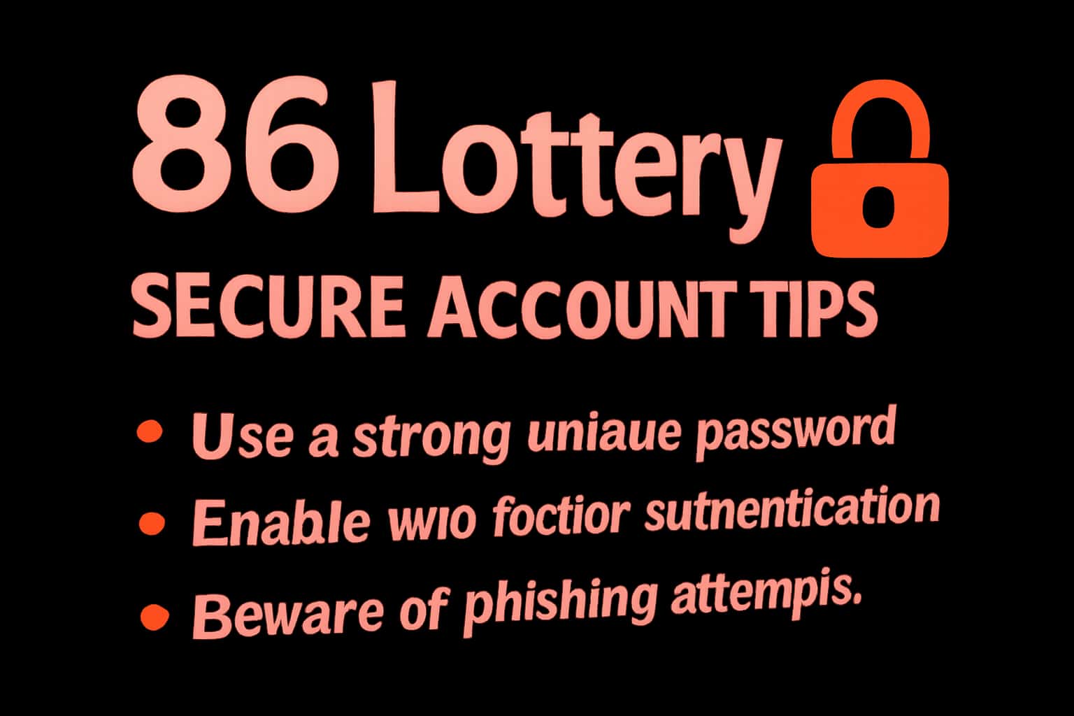 A visual representation focusing on account security for the 86 Lottery, highlighting various security features.