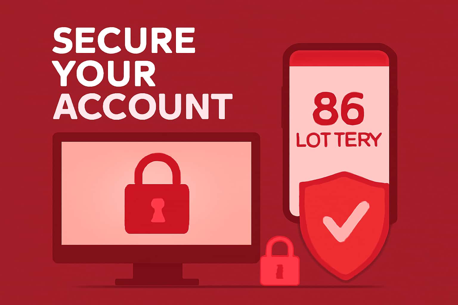 An informative scene representing the security features of the 86 Lottery account.