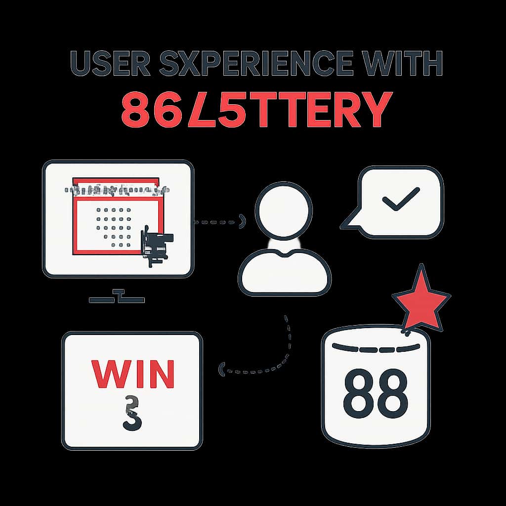 An educational diagram depicting key aspects of user experience with 86 Lottery.